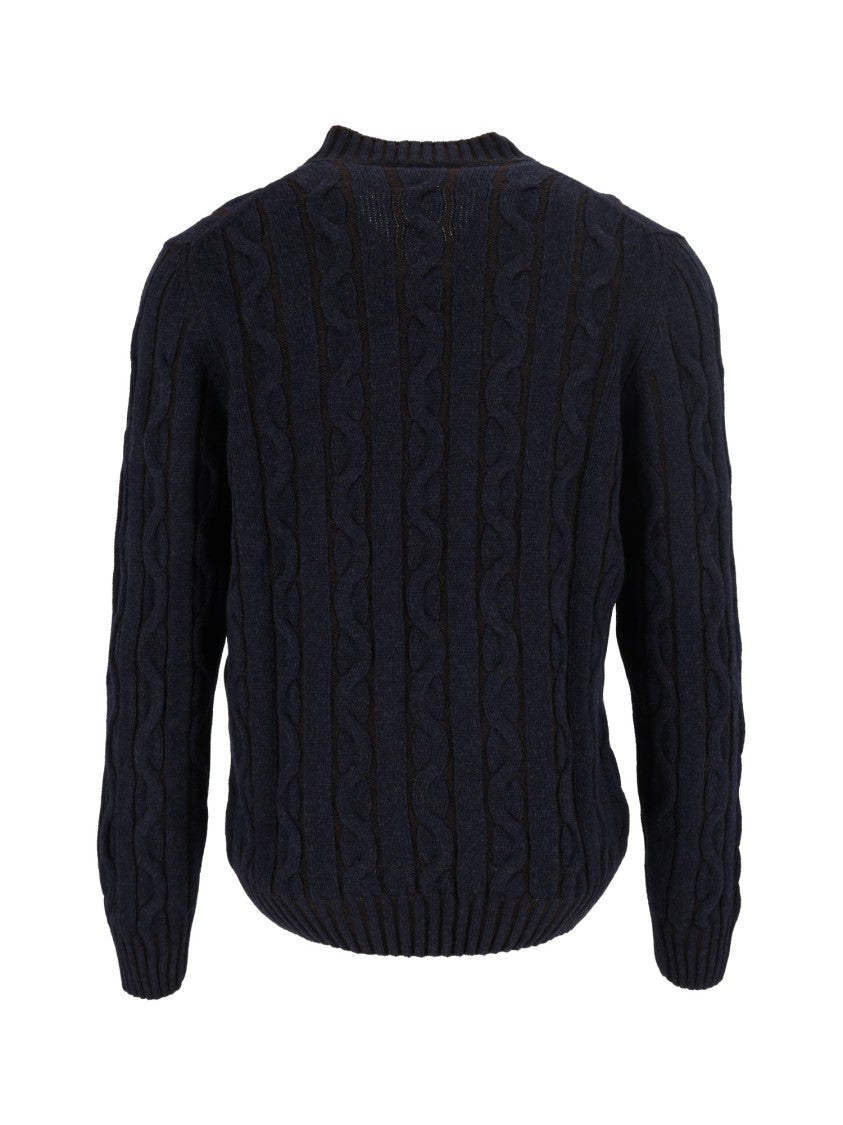 Sette Fili Cashmere Textured Cable Knit V-Neck Sweater
