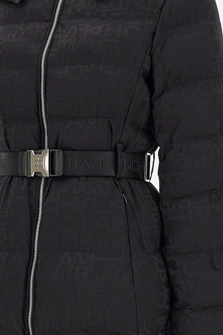 Elisabetta Franchi Quilted Black Jacket With Belted Waist