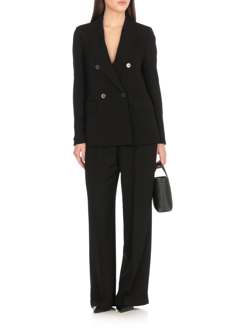 Peserico Black Viscose Double-Breasted Blazer