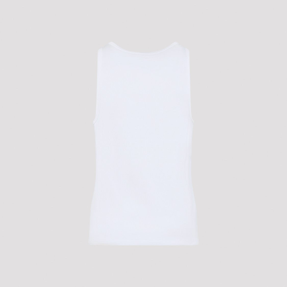Casablanca Ribbed White Cotton Tank Top