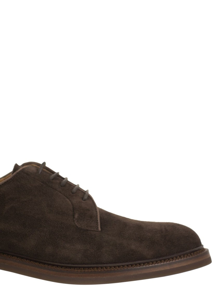 Brunello Cucinelli Raven Suede Derby Shoes