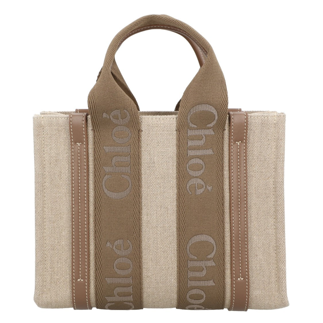 Chloé Small Woody Tote Bag In Linen
