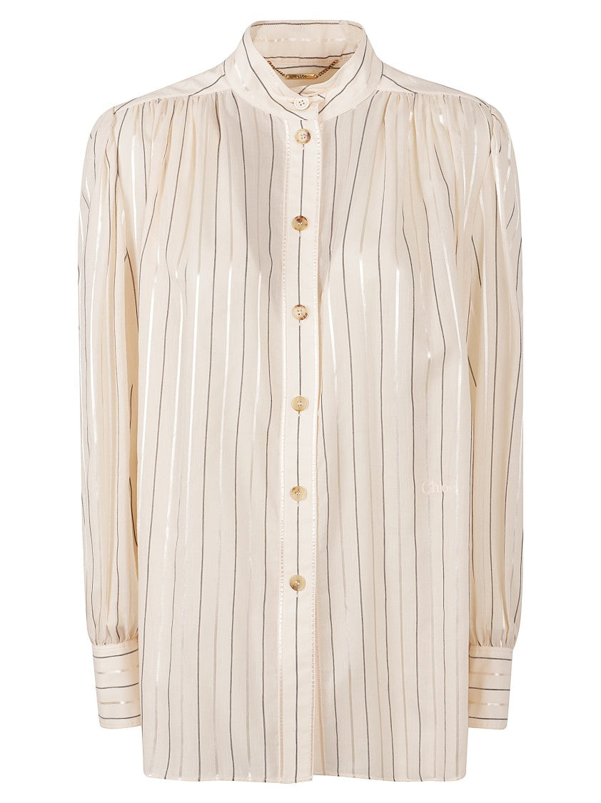 Chloé Semi-Sheer Striped High Neck Chloé Shirt