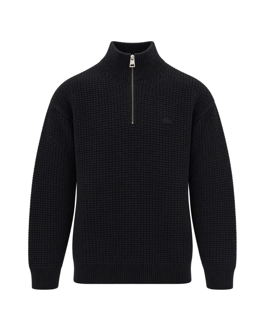 Lacoste Lightning Chine Textured Wool-Blend Half-Zip Sweater