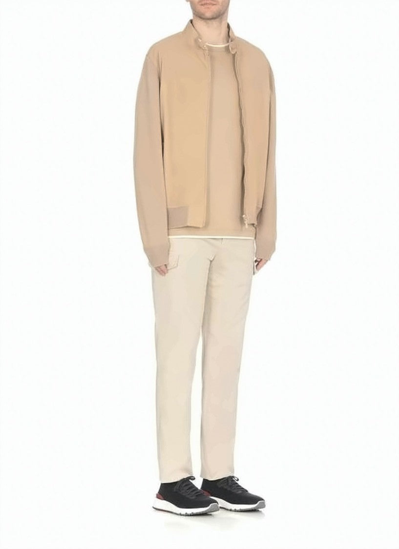 Brunello Cucinelli Textured Knit-Sleeve Leather Bomber Jacket