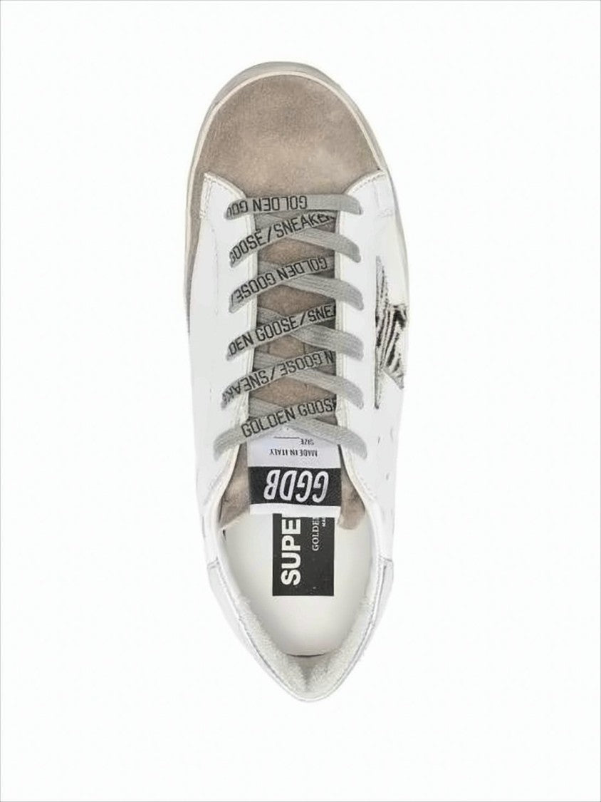 Golden Goose Distressed White Leather Sneakers