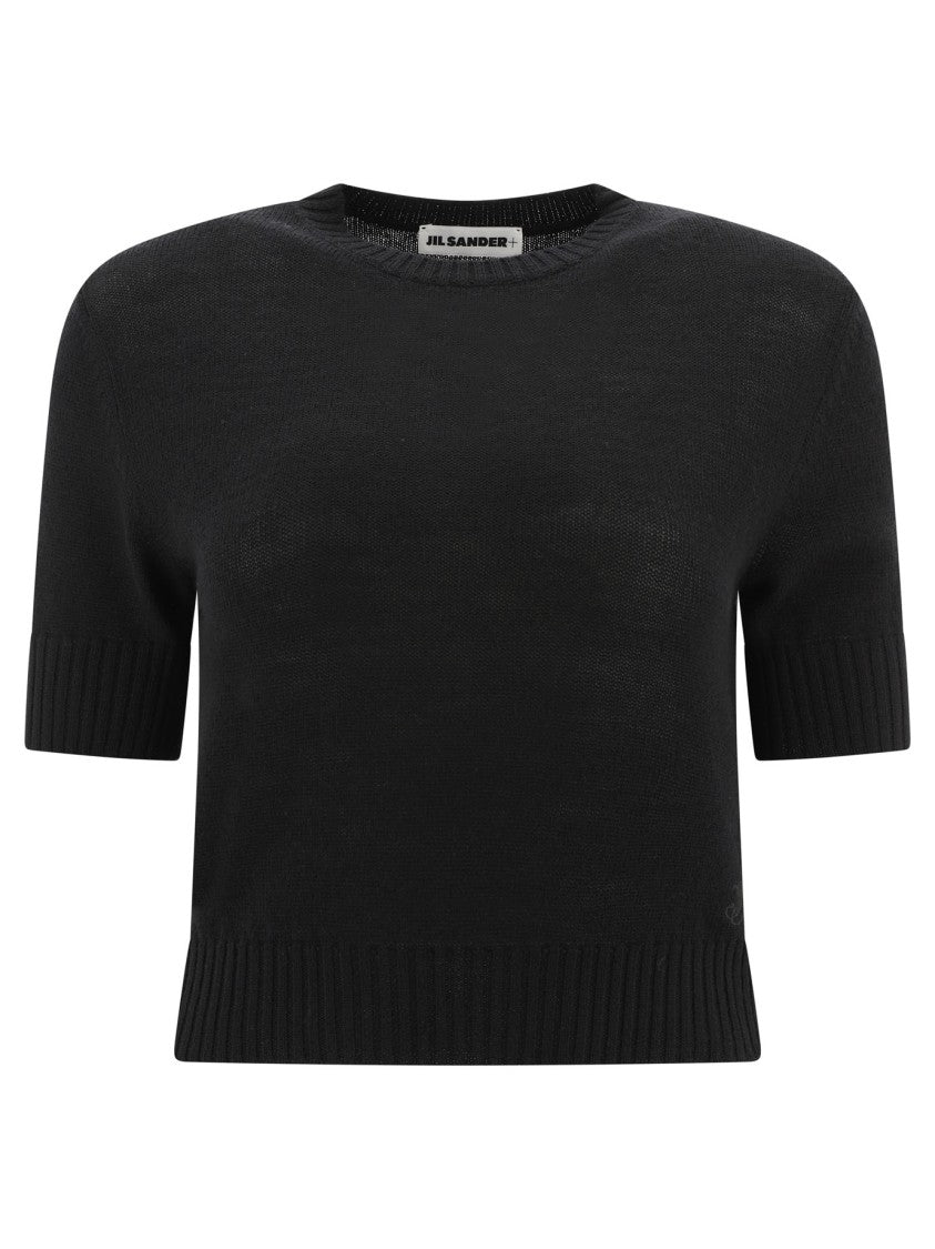 Jil Sander Minimalist Black Wool Sweater With Ribbed Detailing