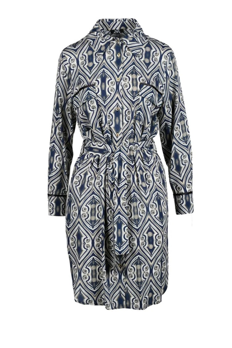 Lvl Level Vibes Level Blue Geometric Viscose Mini Dress