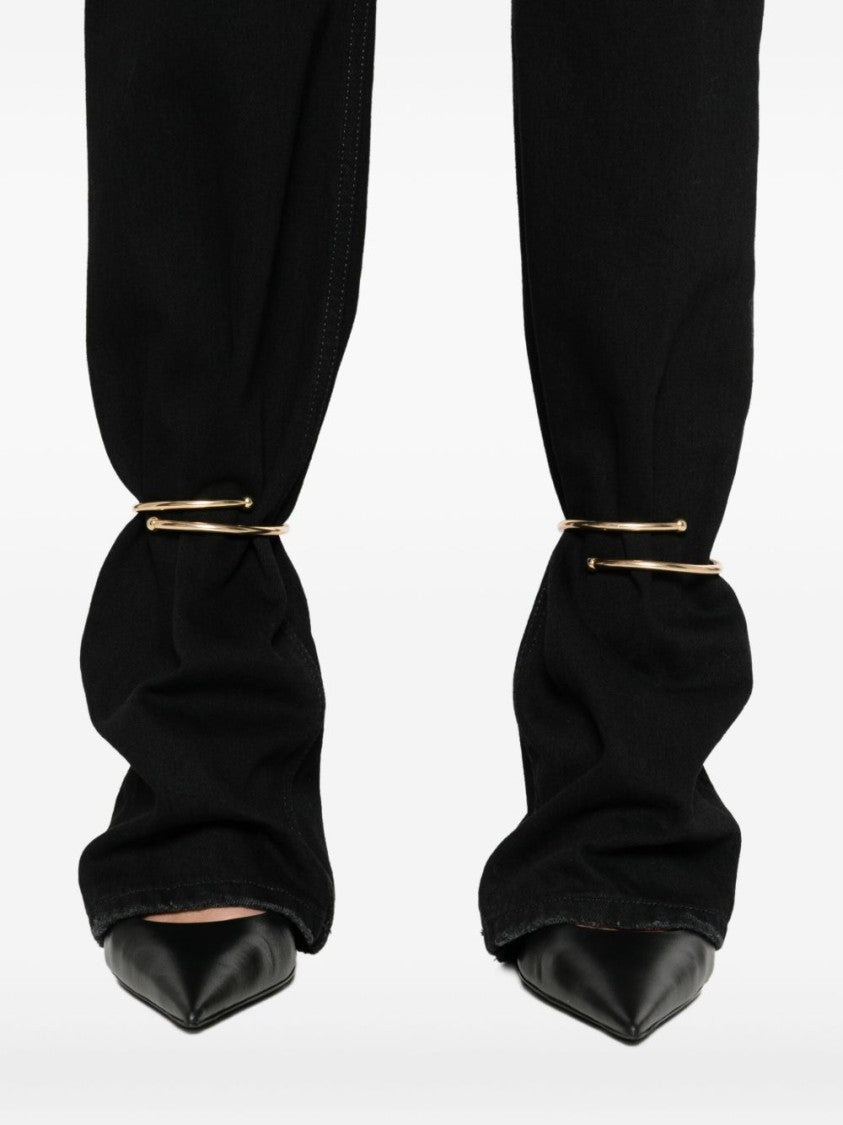 Darkpark High-Waisted Black Jeans With Gathered Hems