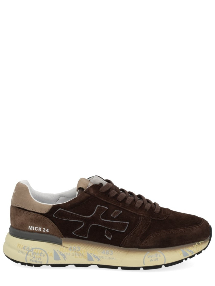 Premiata Brown Suede Sneakers With Graphic Cream Sole