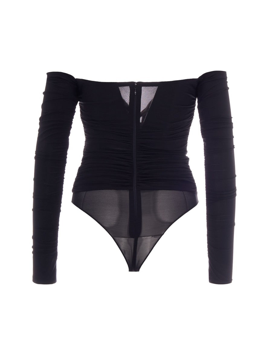 Elisabetta Franchi Black Draped Jersey Crêpe Body