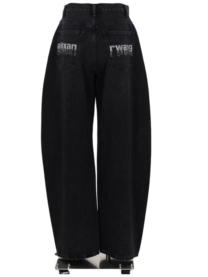 Alexander Wang Blow Up Strass Logo Wide-Leg Jeans