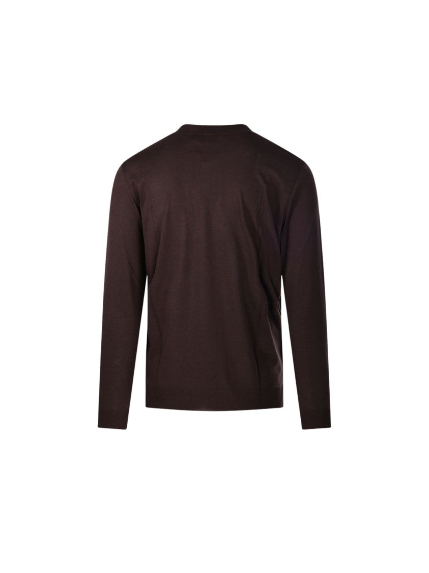 Altea Dark Earth Tone Lyocell-Blend Long-Sleeve T-Shirt