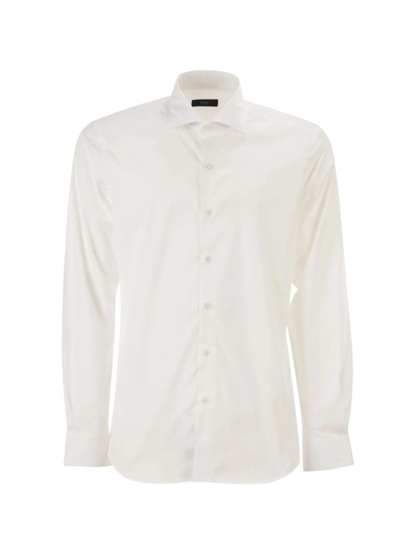 Fay White Long-Sleeve Button-Down Formal Shirt