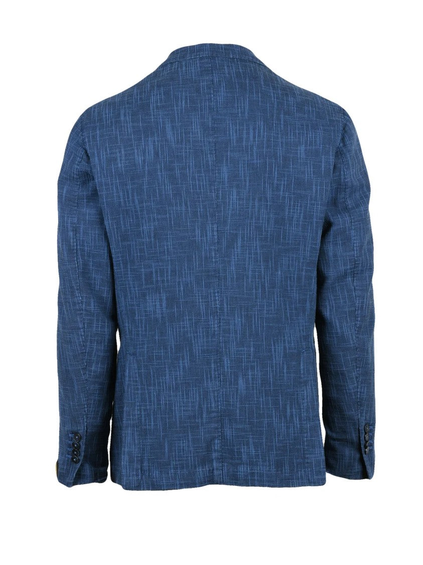 L.B.M. 1911 Blue Cotton Linen Silk Fitted Jacket