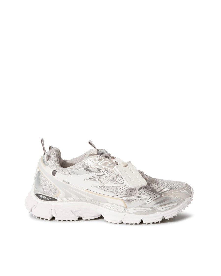 Off-White Light Grey And Silver Sneakers With Mesh