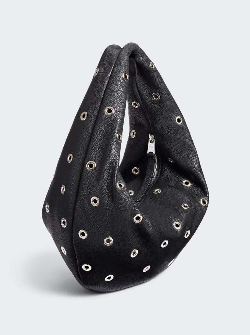 Khaite Olivia Medium Hobo Bag Black Pebbled Leather