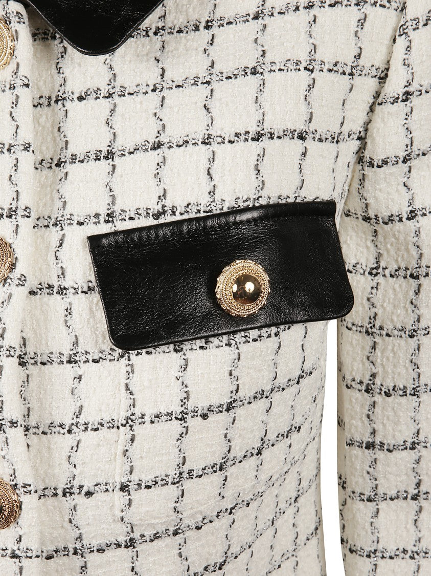 Self-Portrait Long-Sleeved Plaid Bouclé Mini Dress