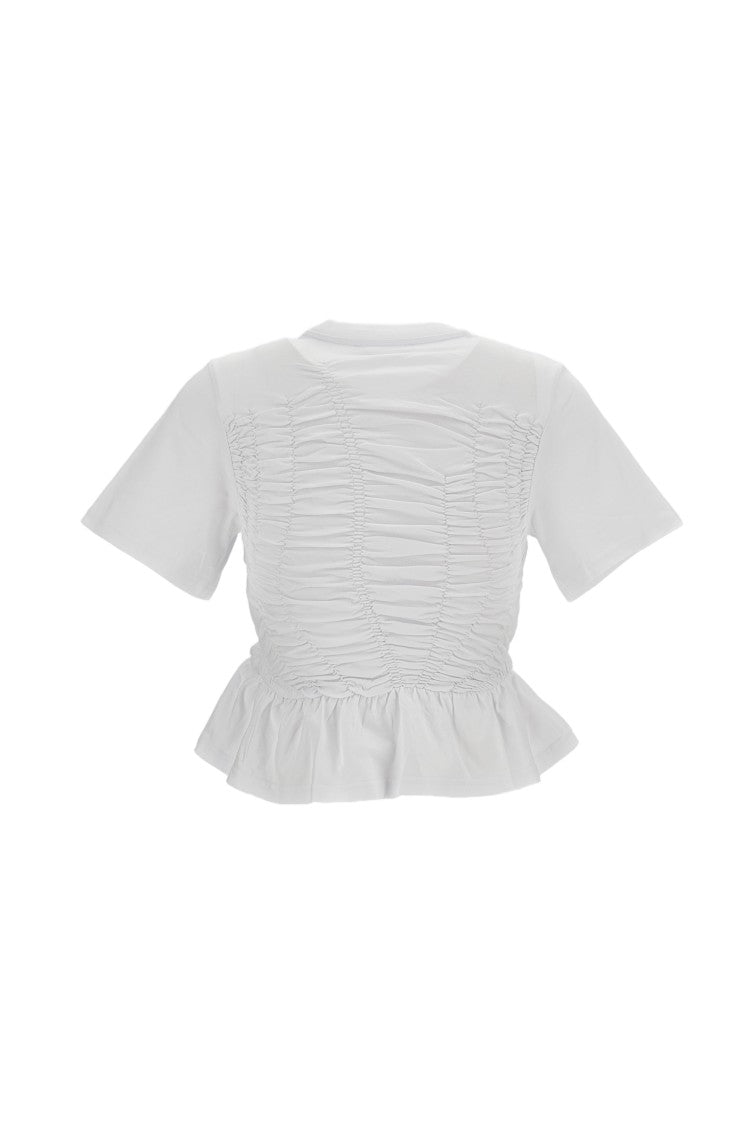 Cecilie Bahnsen White Ace Stretch Cotton Peplum T-Shirt