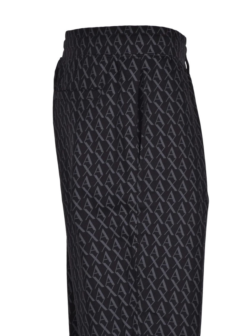Armani Exchange Relaxed-Fit Grey Track Pants With Geometric Texture