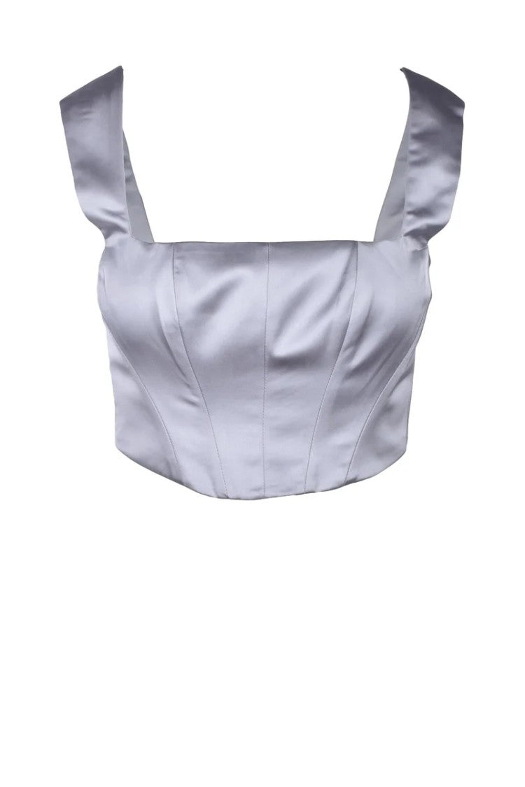 Alma Sanchez Grey Square-Neck Polyester-Blend Tank Top