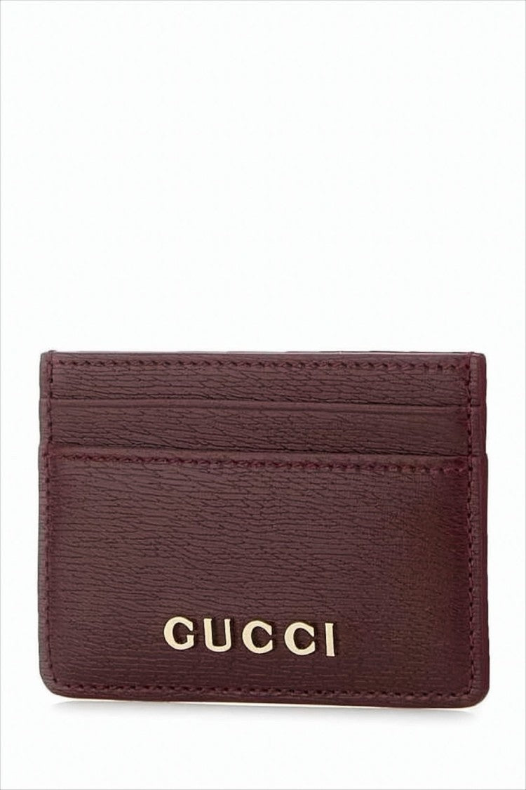 Gucci Textured Leather Card Wallet With Metallic Logo Detail