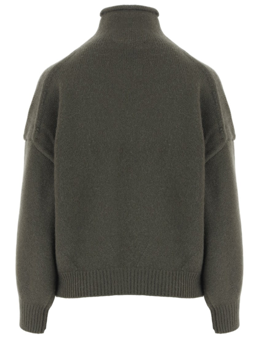 Arch4 Army Green Ribbed Cashmere Turtleneck Sweater