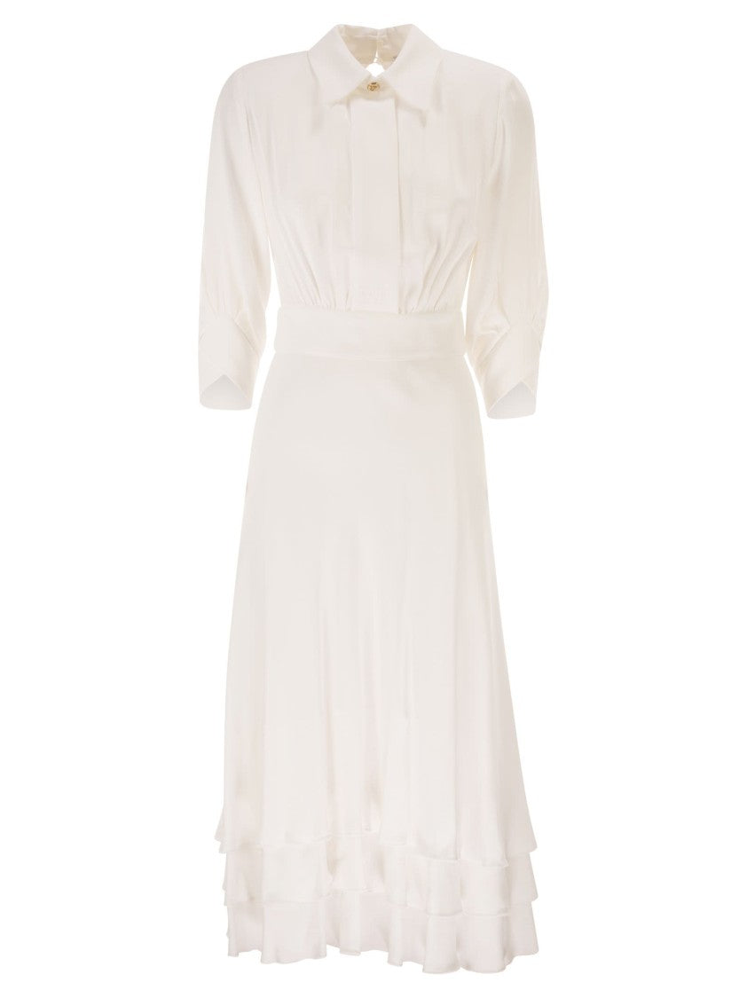 Elisabetta Franchi Regular Fit Viscose Georgette Dress With Flounced Skirt