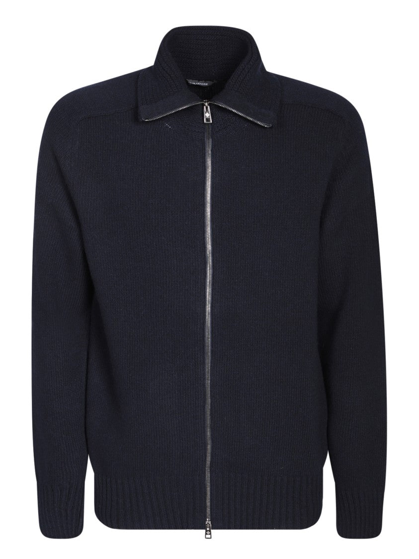 Tagliatore Blue Zipped Cardigan