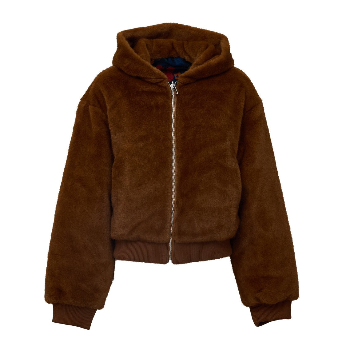 Essentiel Antwerp Brown Kico Reversible Faux Fur Hooded Jacket