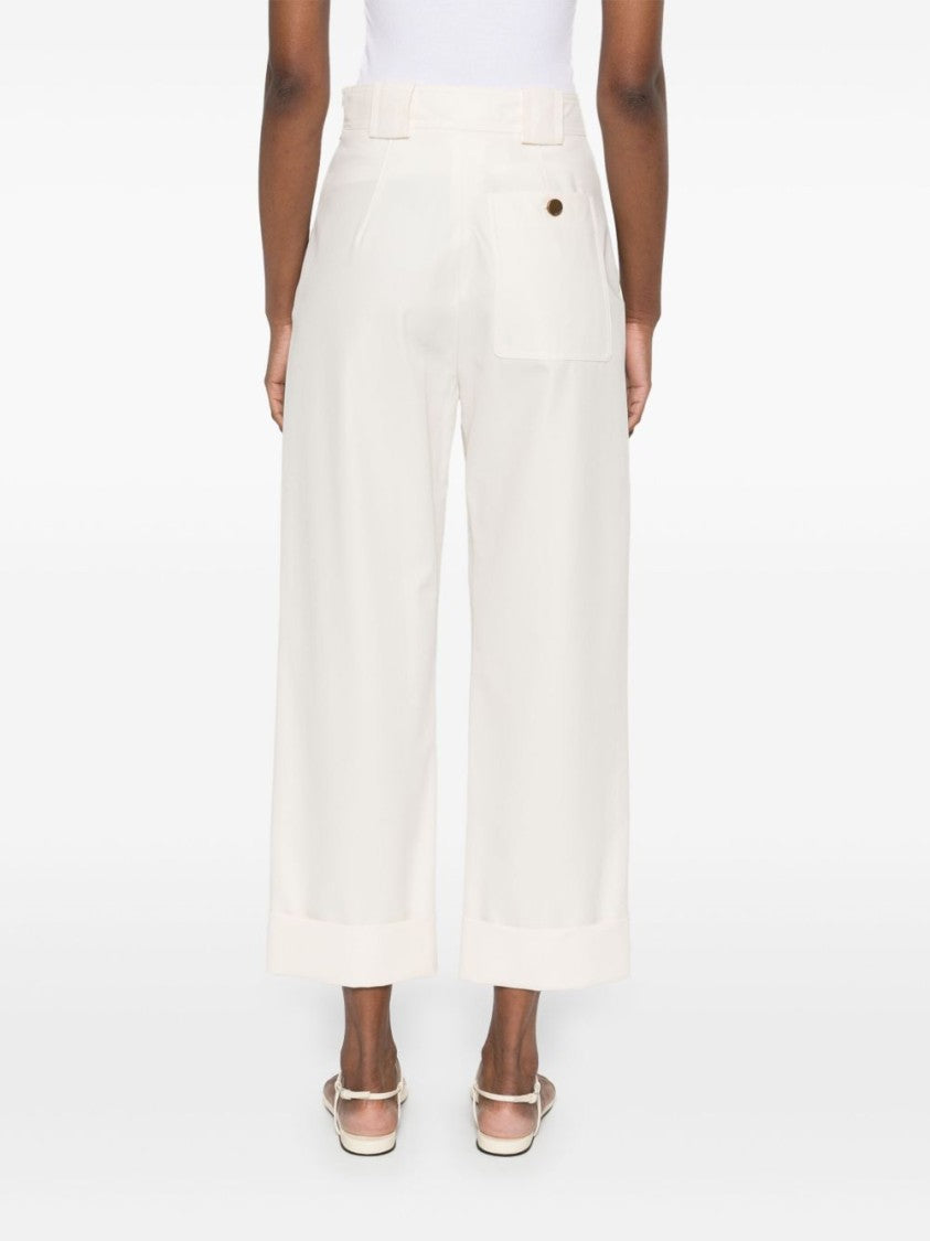 Max Mara Relaxed Fit White Trousers With Rolled Cuffs And Aesthetic