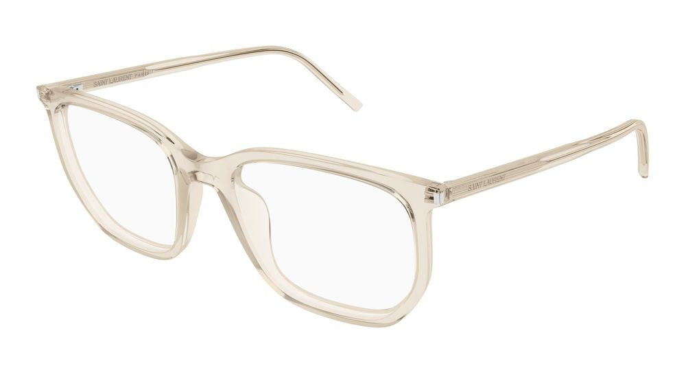 Saint Laurent Beige Transparent Acetate Oversized Square Eyeglasses