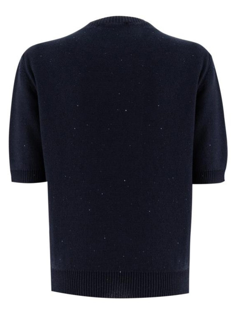 Fabiana Filippi Short-Sleeved Knit Top With Textured Finish And Ribbed Details