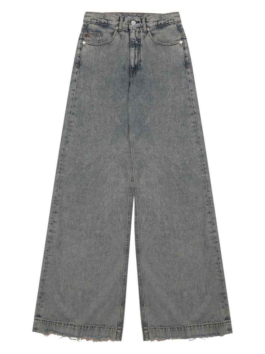 Nine In The Morning High-Waisted Wide-Leg Jeans With Raw Hem Finish