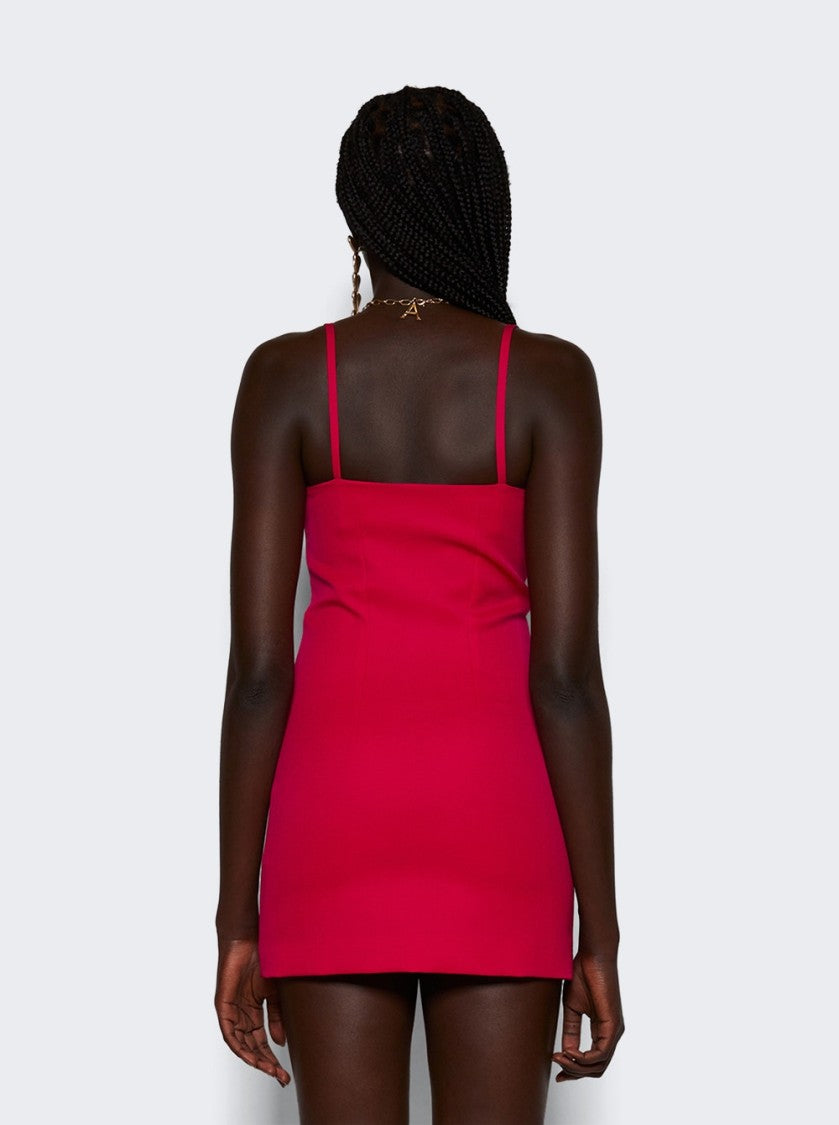 Area Crystal Heart Mini Dress Raspberry