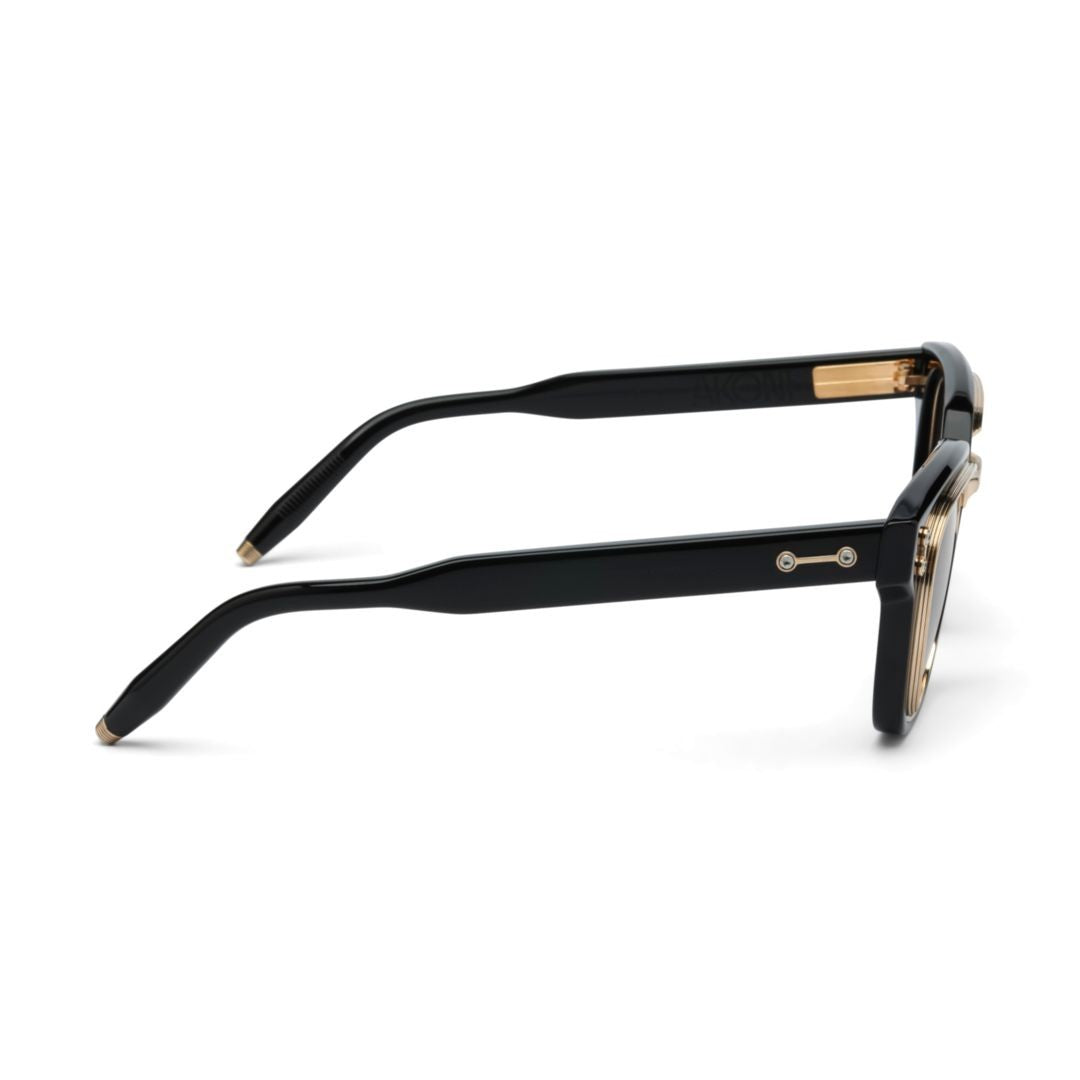 Akoni Apollo Bold Square Frame Sunglasses With Gold Metal Accents
