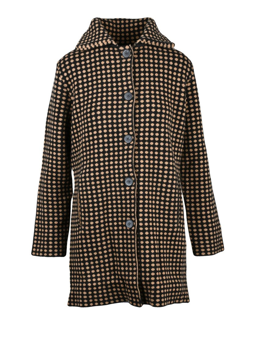 Kangra Brown-Black Merino Wool Knit Coat