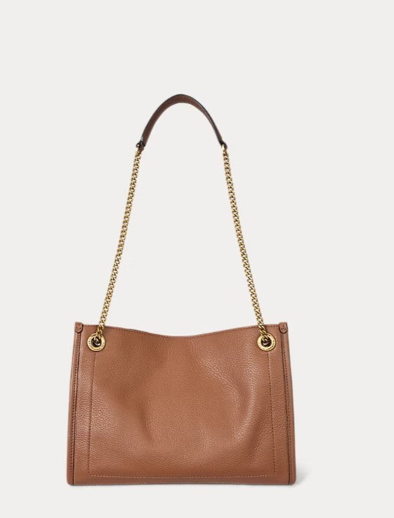Lauren Ralph Lauren Hammered Leather Medium Tote With Chain Handles