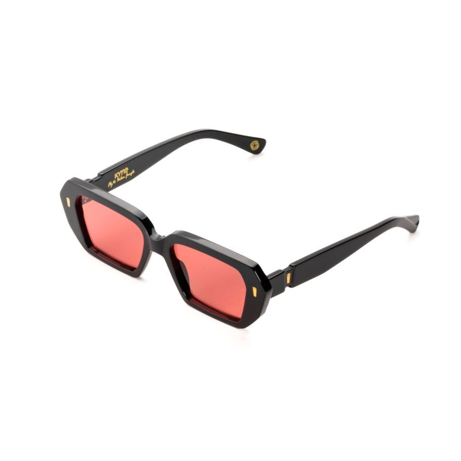 Kyme Rylee5 Geometric Rectangular Sunglasses With Bold Red Lenses