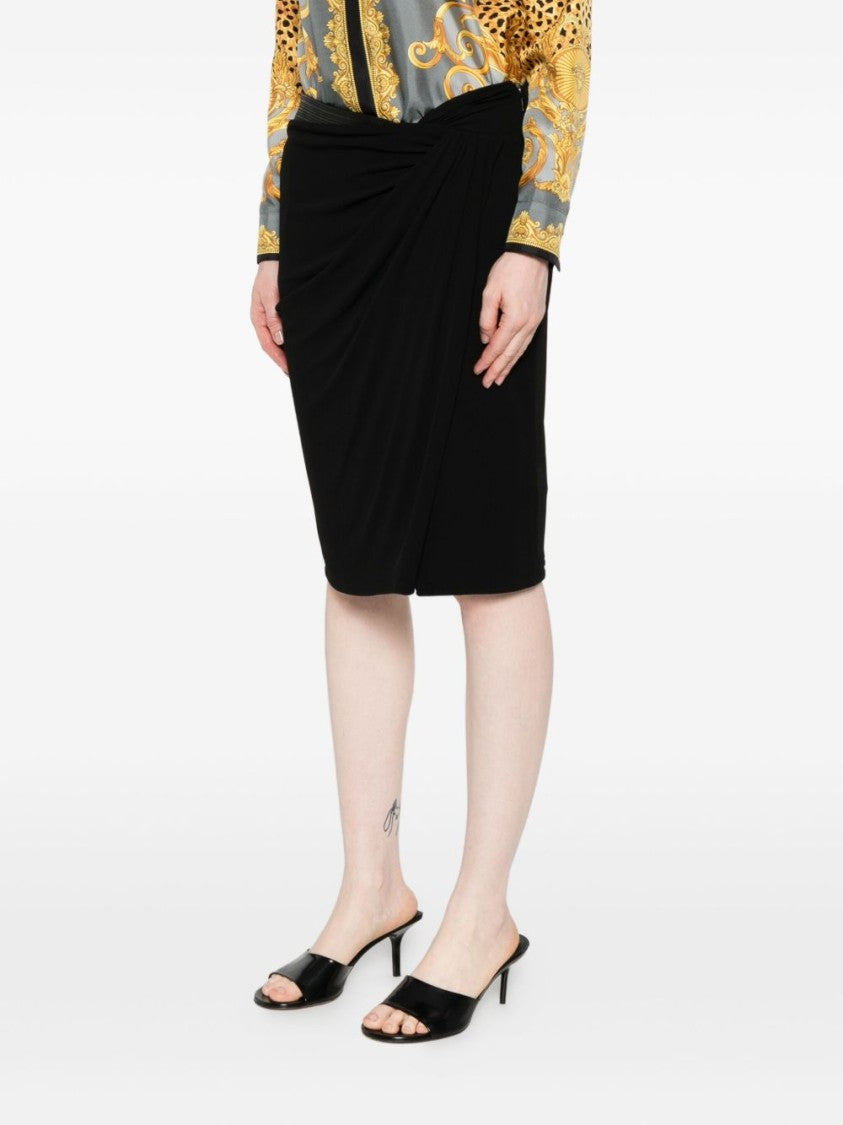 Versace Asymmetrical Black Jersey Skirt
