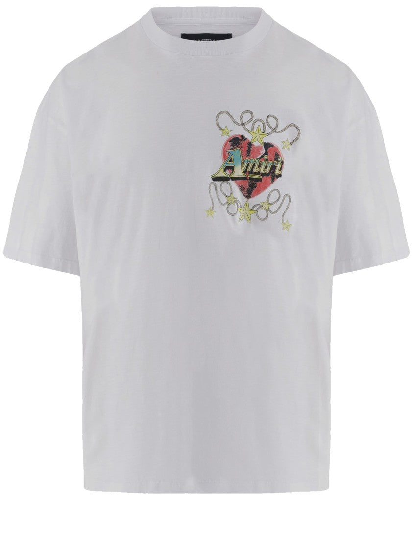 Amiri White Logo Printed Cotton T-Shirt