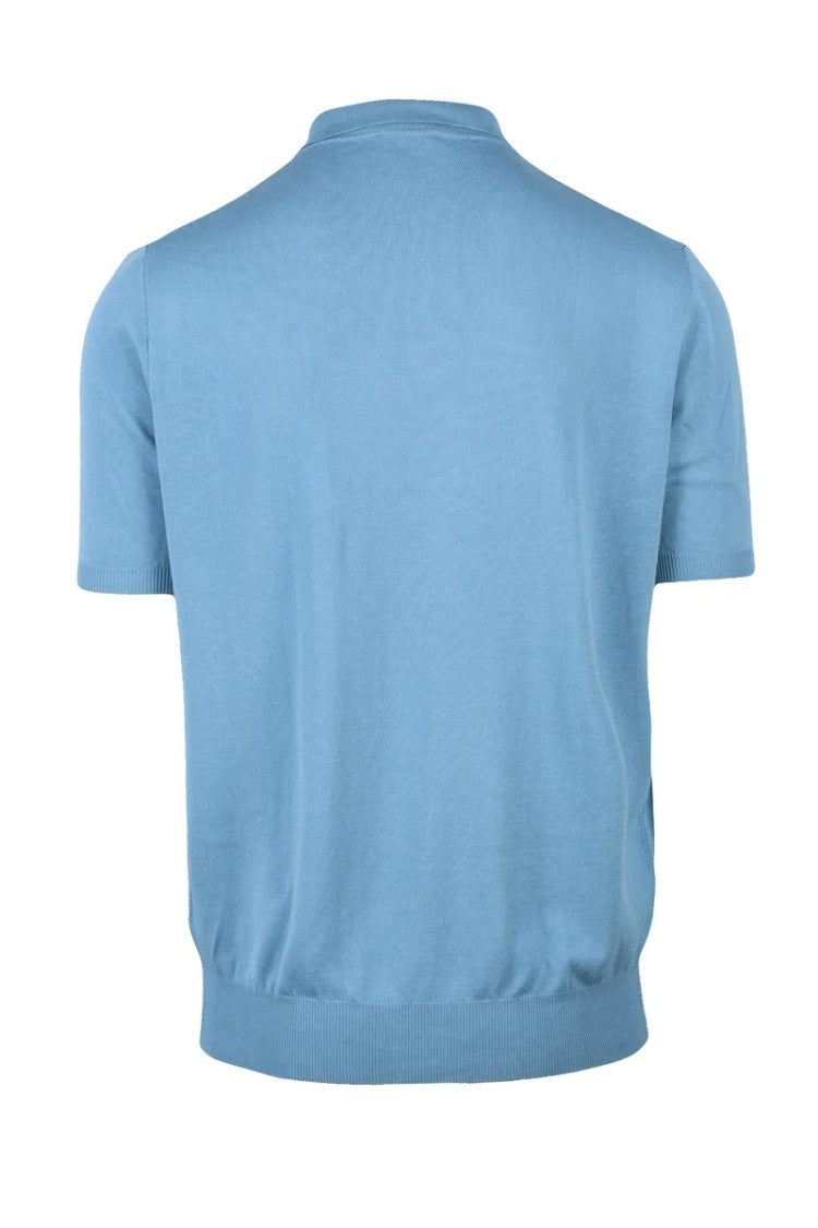 Ammond Studio Light Blue Cotton Knit Polo Shirt