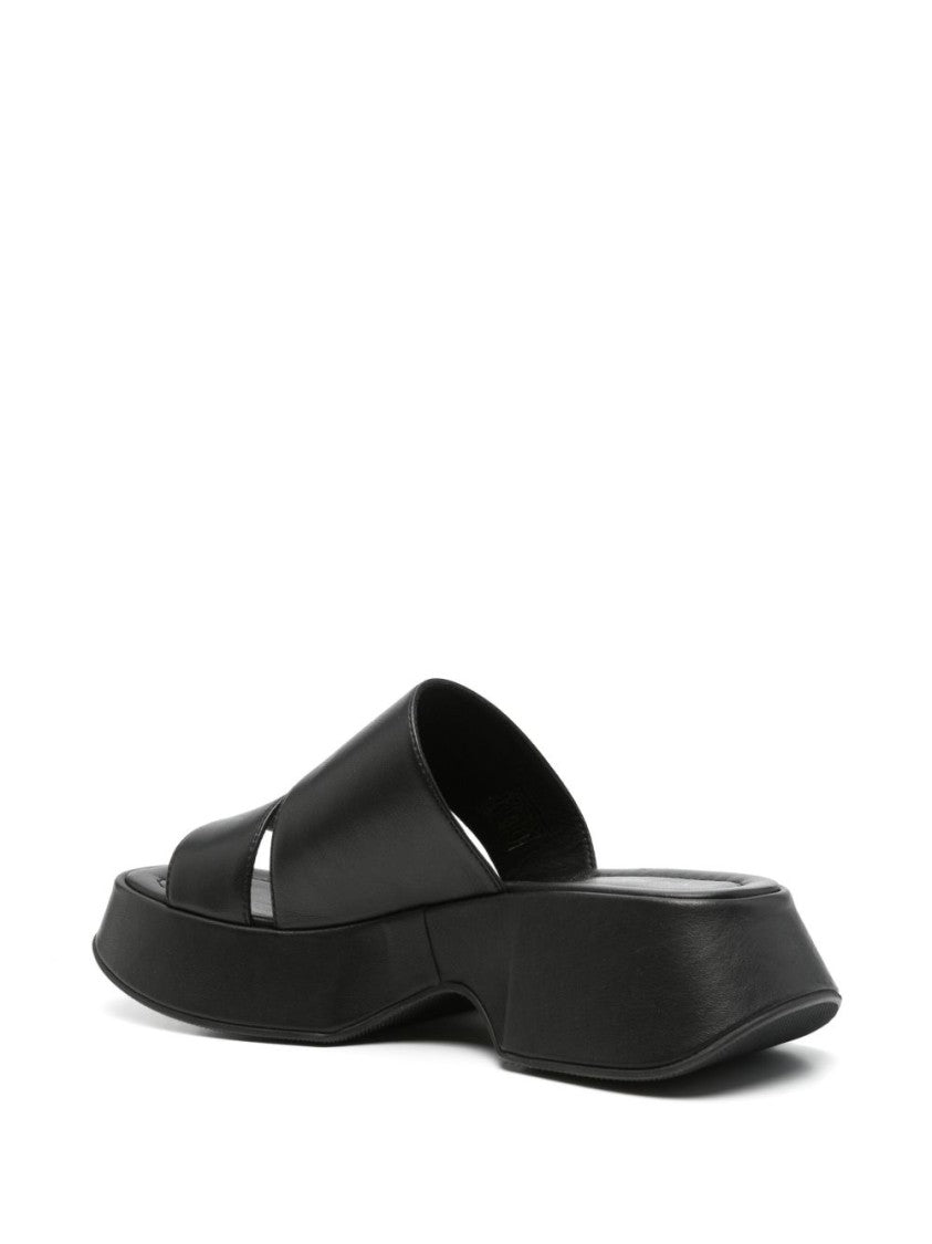 Vic Matié Black Cut-Out Square Open Back Sandals