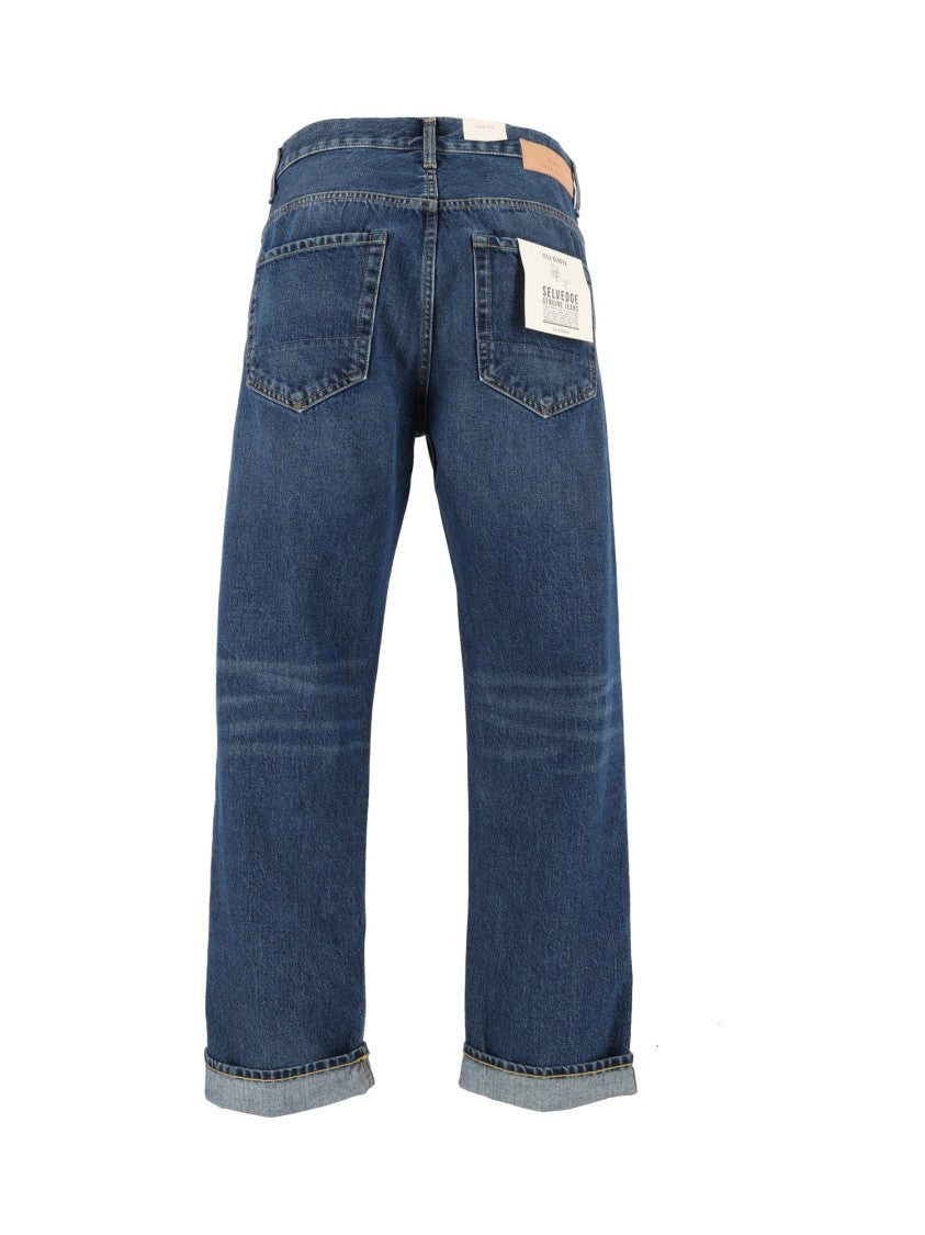 Tela Genova Rodolfo Straight-Leg Selvage Blue Denim Jeans