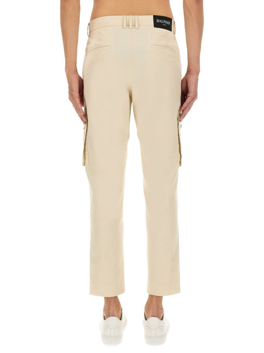 Balmain Tailored Straight Leg Cotton Cargo Pants