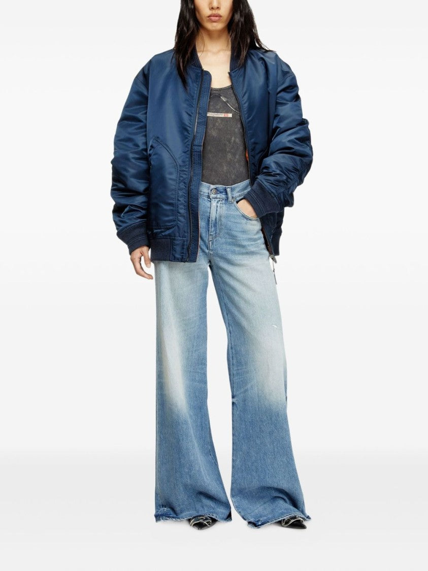 Diesel Wide-Leg Faded Blue Jeans With High Waist