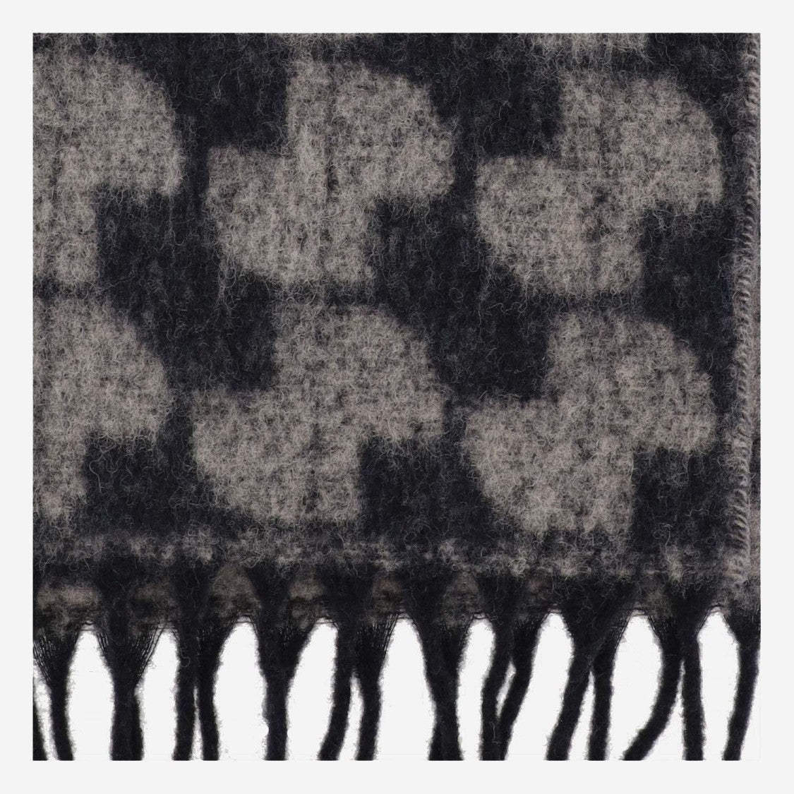 Patou Wool Blend Scarf With Fringed Edges And Logo Pattern
