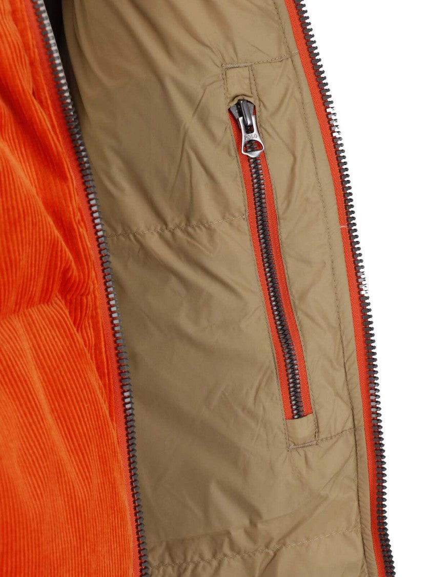 Polo Ralph Lauren Ribbed Cotton Padded Jacket With Zip Closure And Contrasting Logo