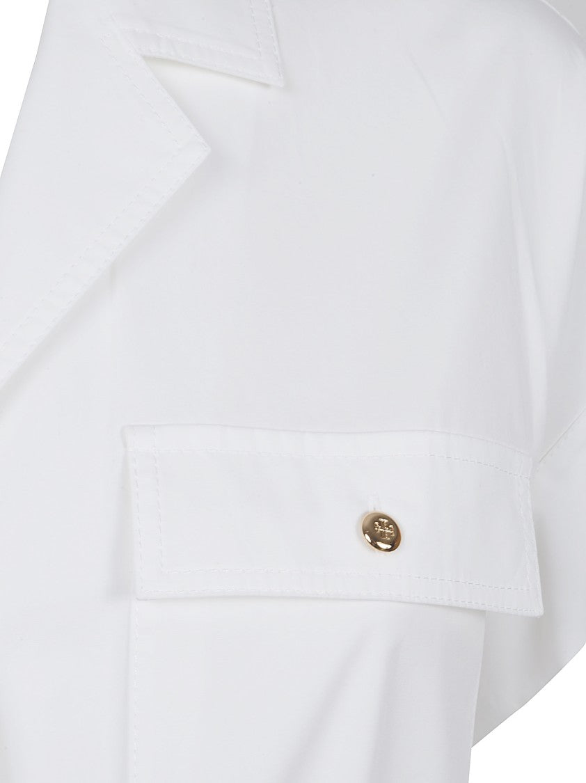 Tory Burch Modern Cotton Poplin Shirt Dress With Flap Pockets