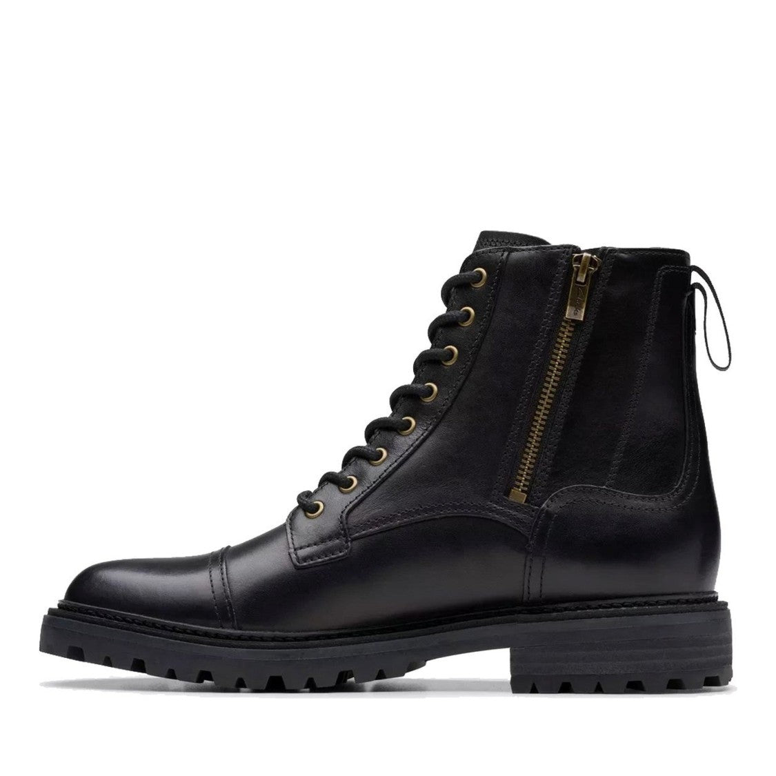 Clarks Clarkridge Black Lugged Sole Leather Ankle Boots